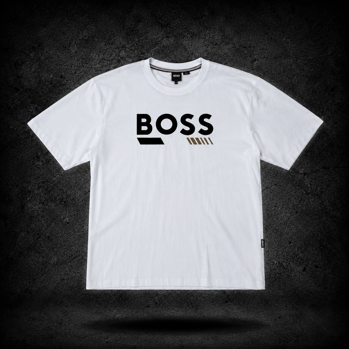 BOSS Logo Stripe Tee – White