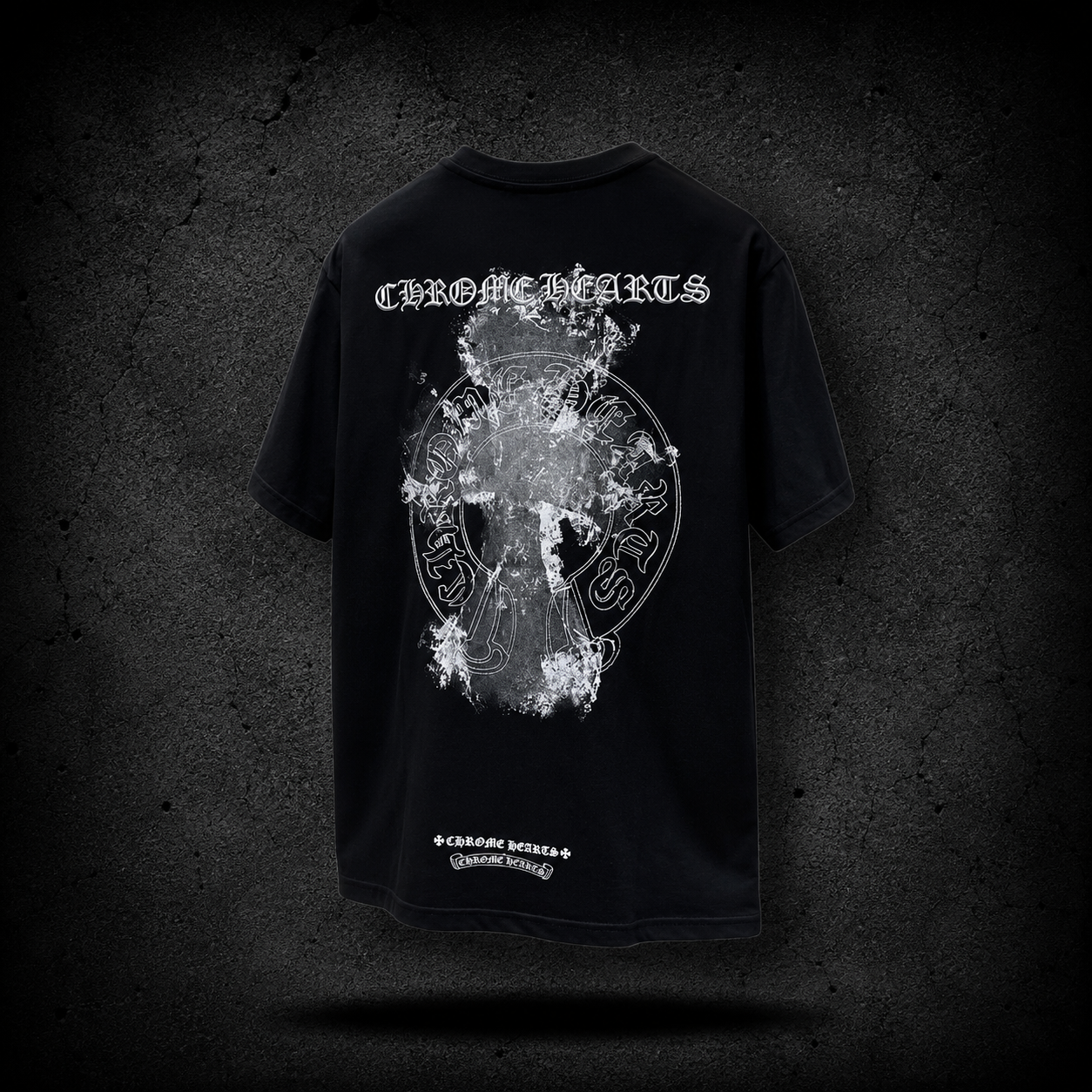 Playera Chrome Hearts Distressed Cross Negra