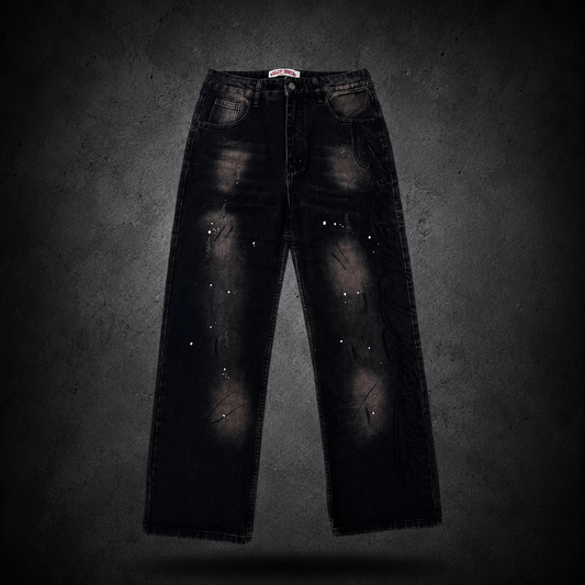 Pantalon Valley Dreams Black Vintage Wide Leg Jeans
