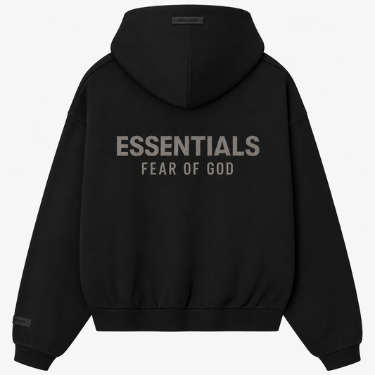 Essentials Fear of God Hoodie Zip – Black