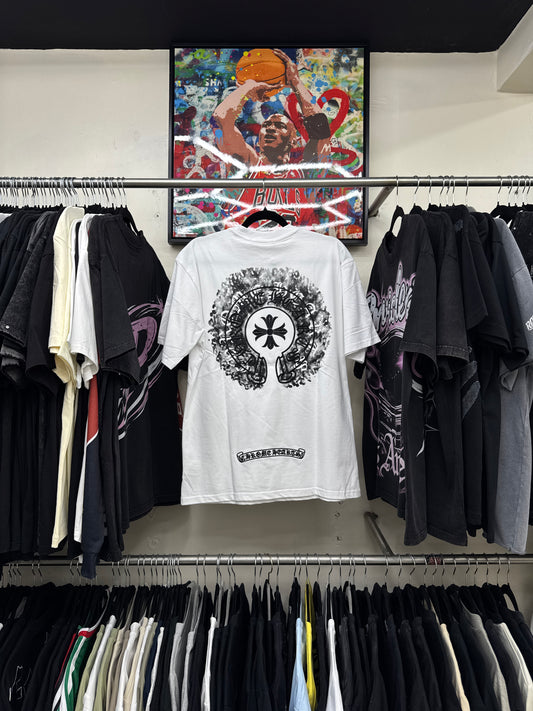 Chrome Hearts Black Emblem White Tee