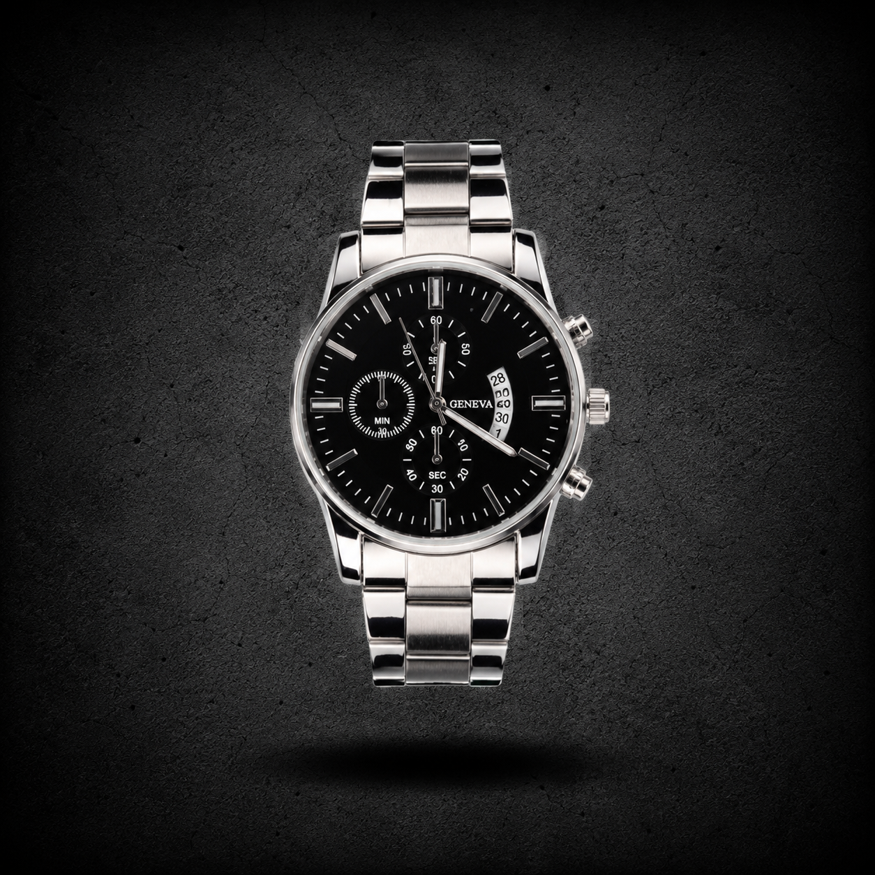 Reloj Geneva Chronograph Silver Black