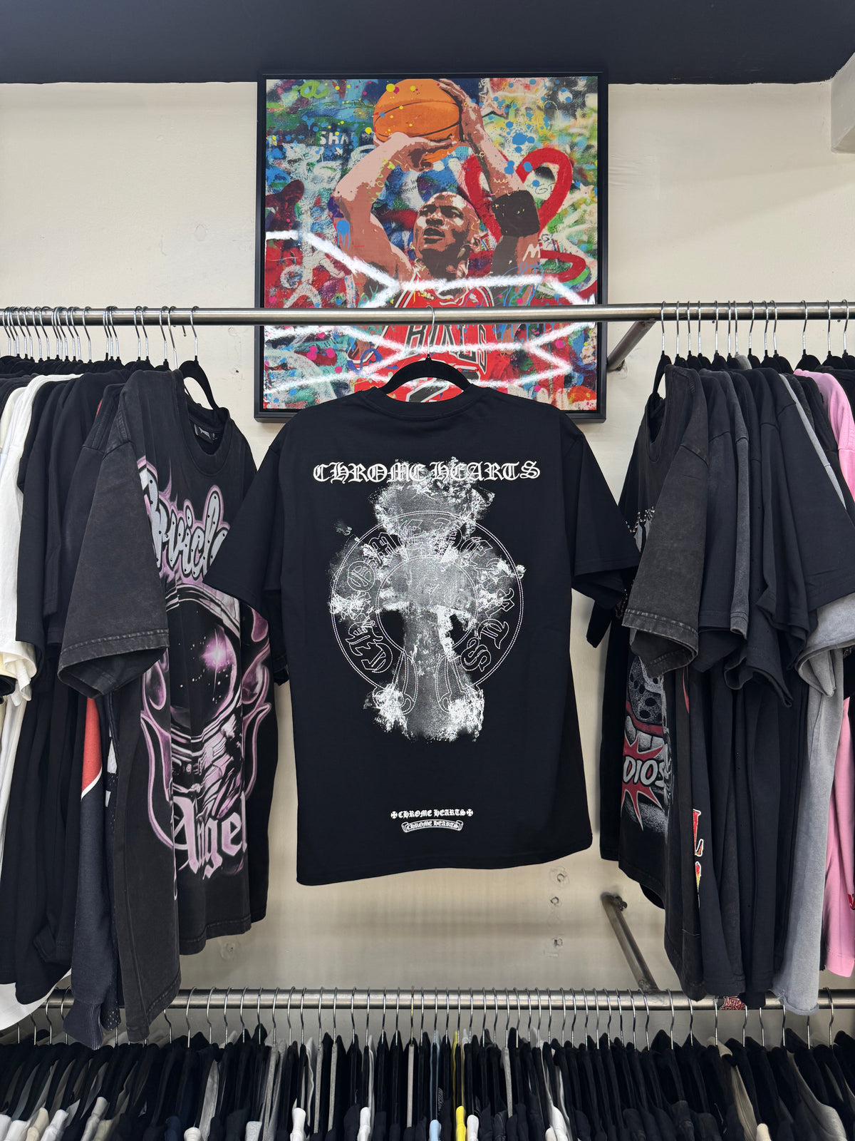 Playera Chrome Hearts Distressed Cross Negra