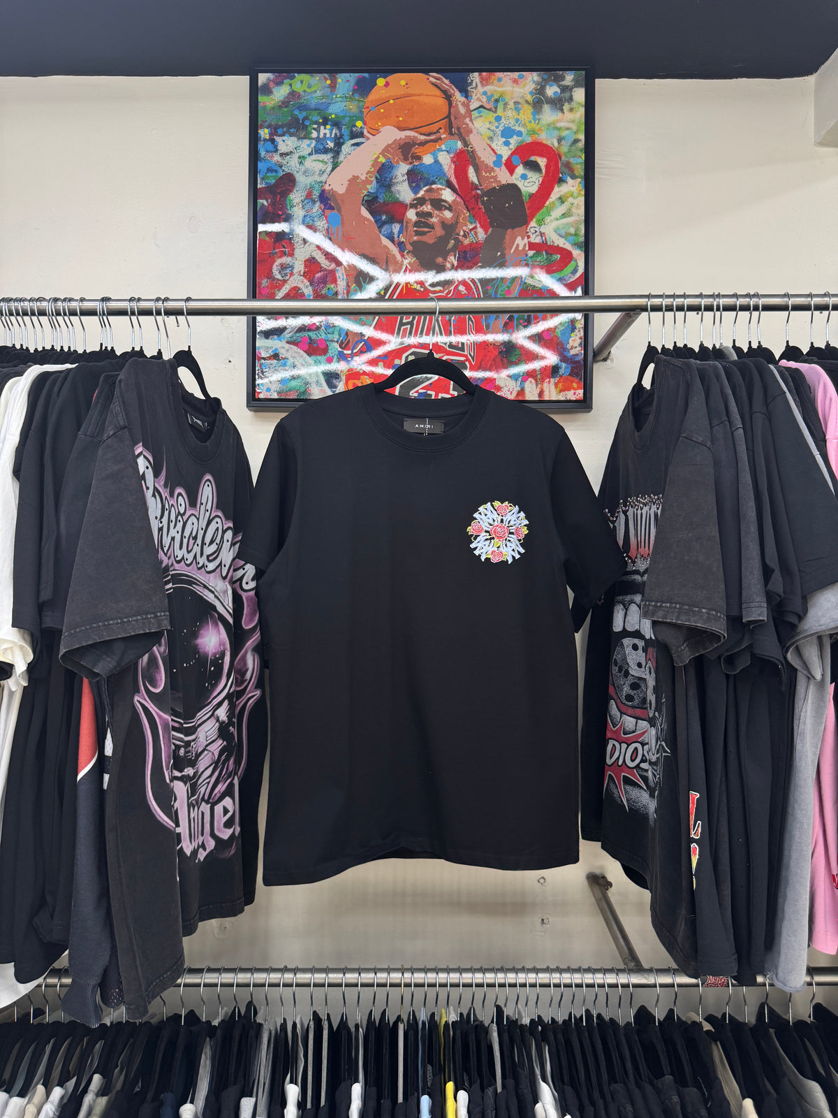 Playera AMIRI Hollywood Roses Black