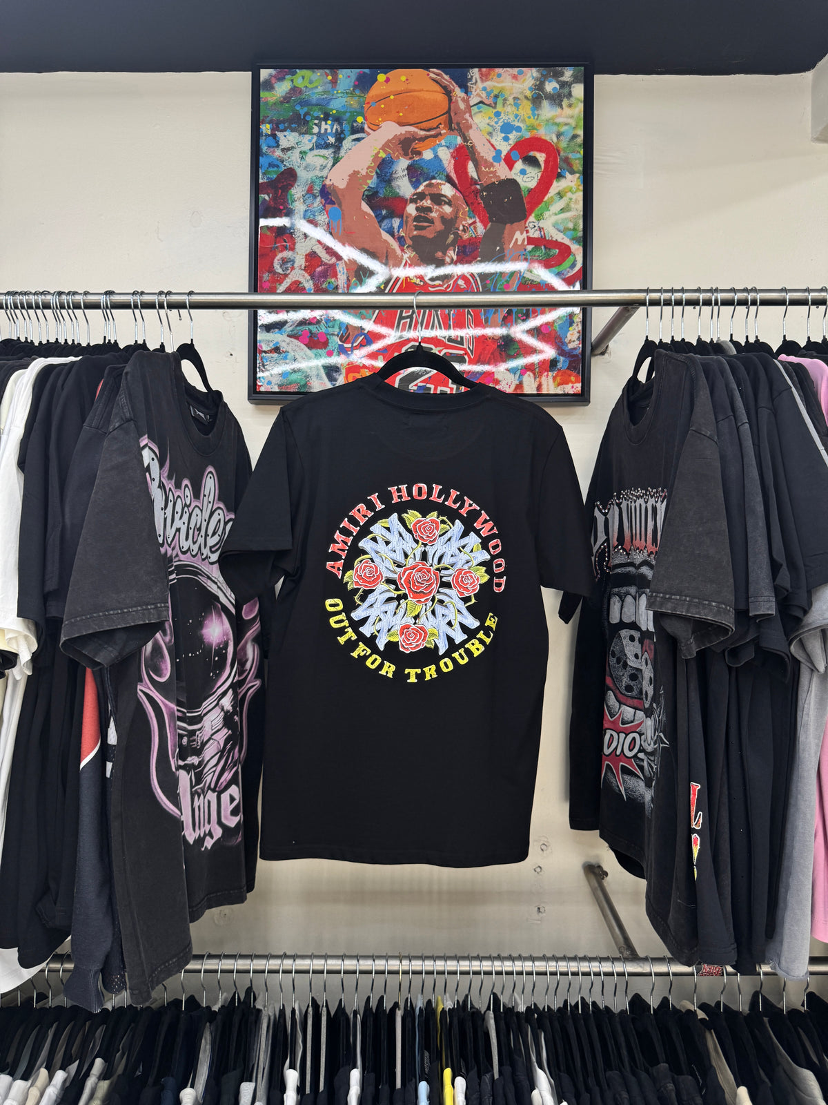 Playera AMIRI Hollywood Roses Black