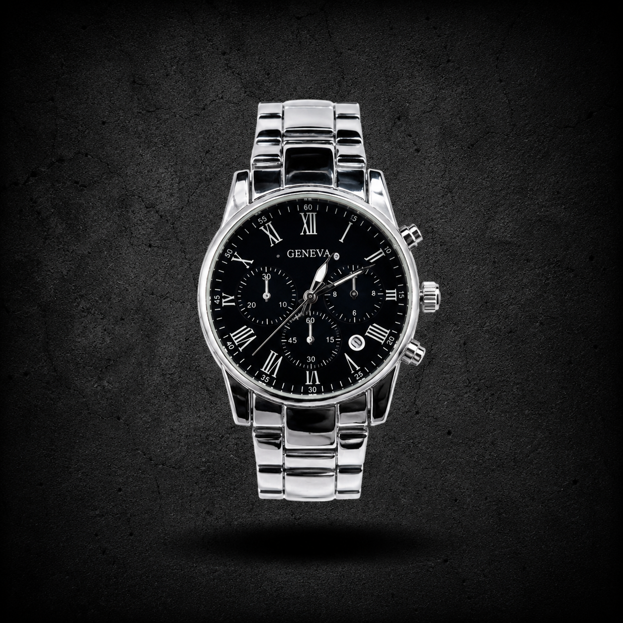 Reloj Geneva Chronograph Black & Silver