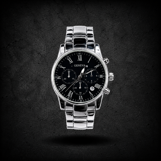 Reloj Geneva Chronograph Black & Silver