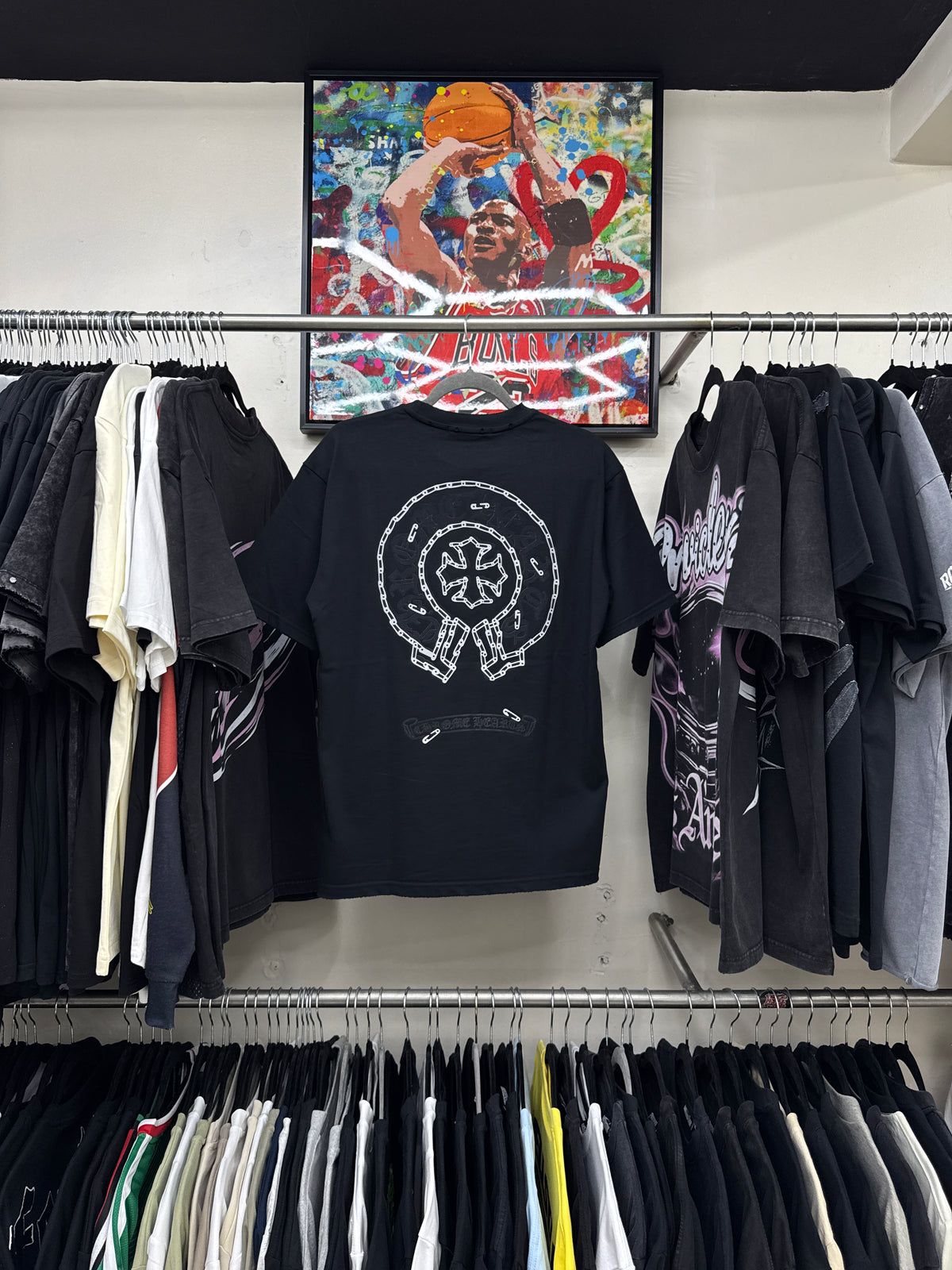 Playera Chrome Hearts Chain Cross Washed Black