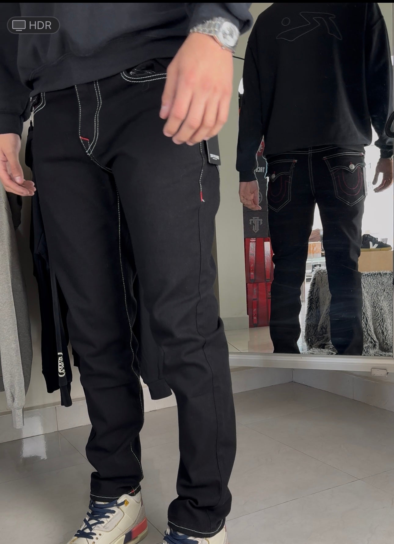Pantalon True Religión Lineas Blanco con rojo