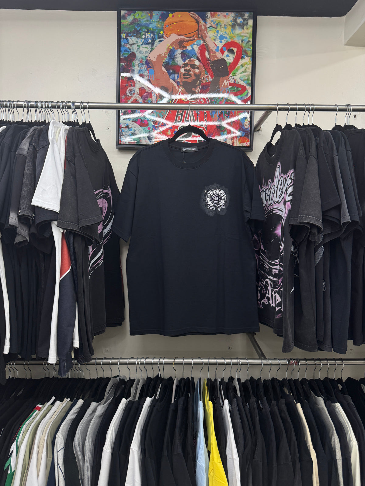 Playera Chrome Hearts Chain Cross Washed Negra