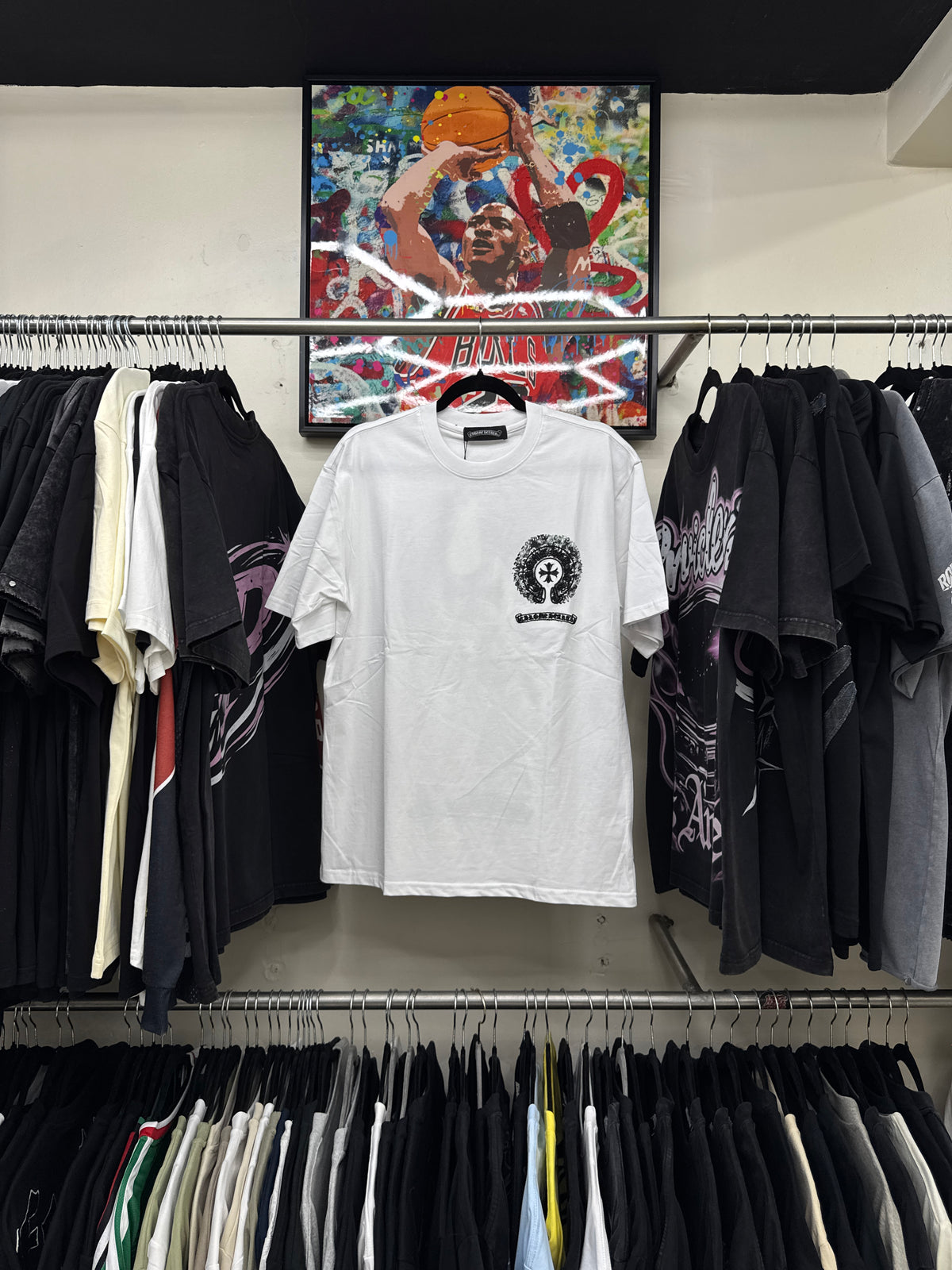 Chrome Hearts Black Emblem White Tee