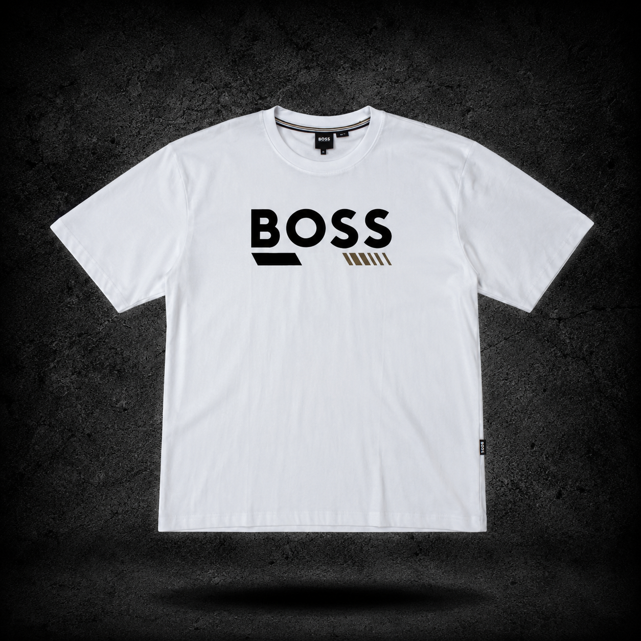 BOSS Logo Stripe Tee – White