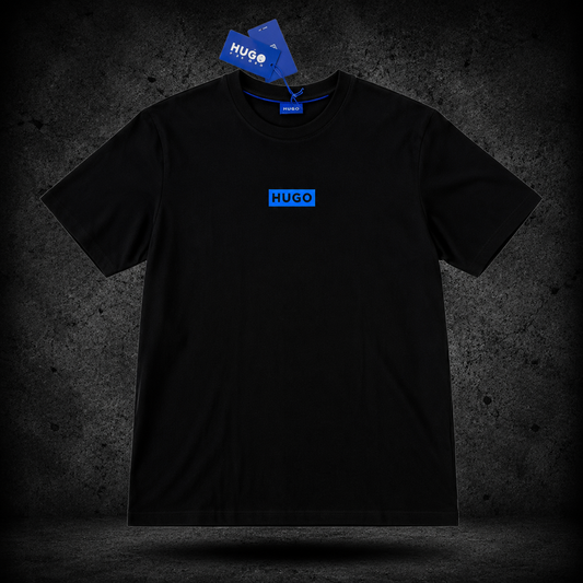 HUGO MCMXCIII Blue Logo Black Tee