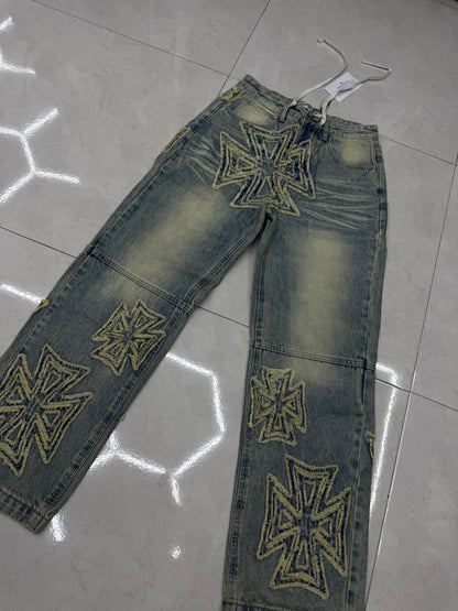 Pantalón Valley Dreams Iron Cross – Vintage Blue