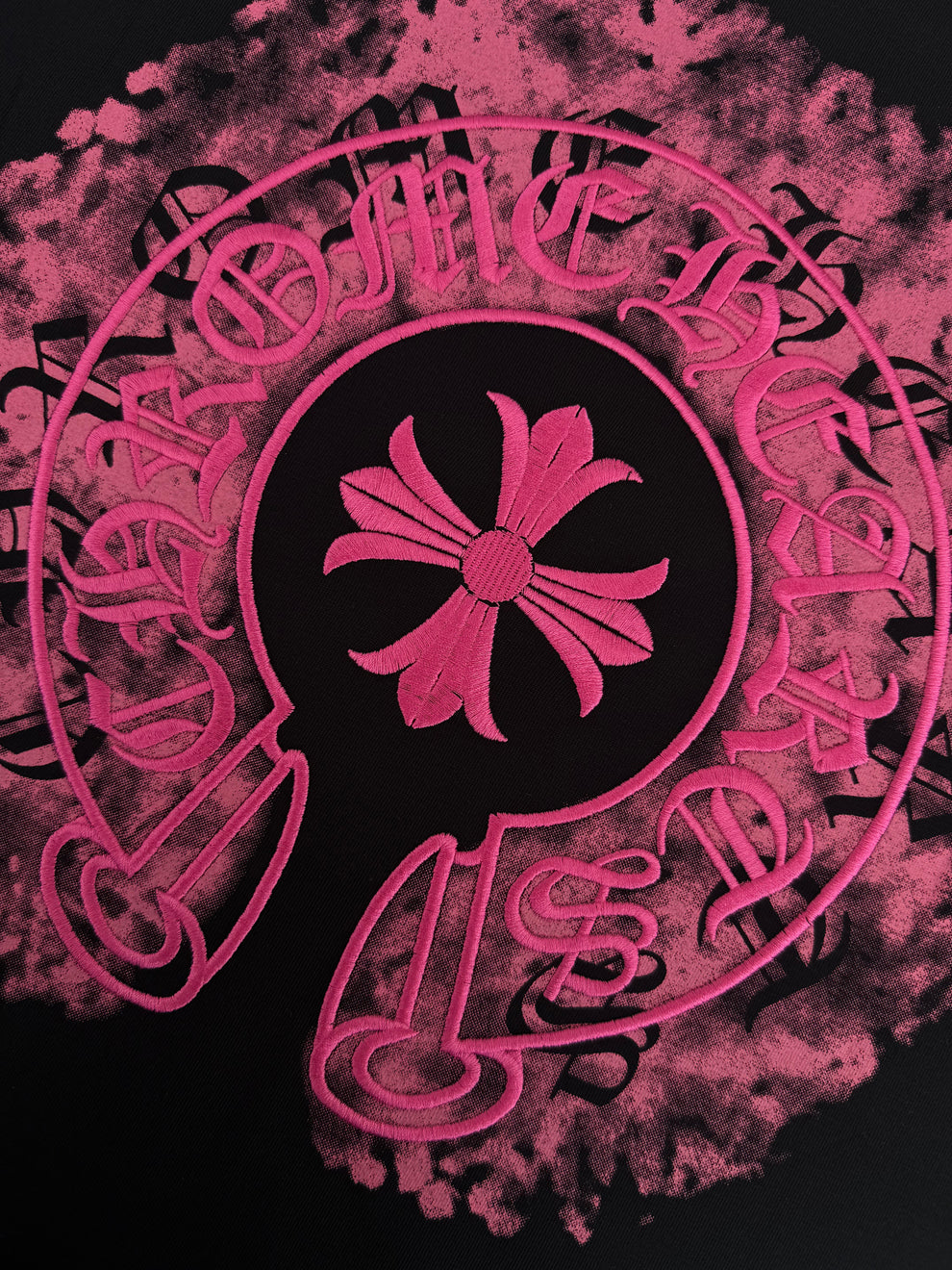 Chrome Hearts Pink Horseshoe Black Tee