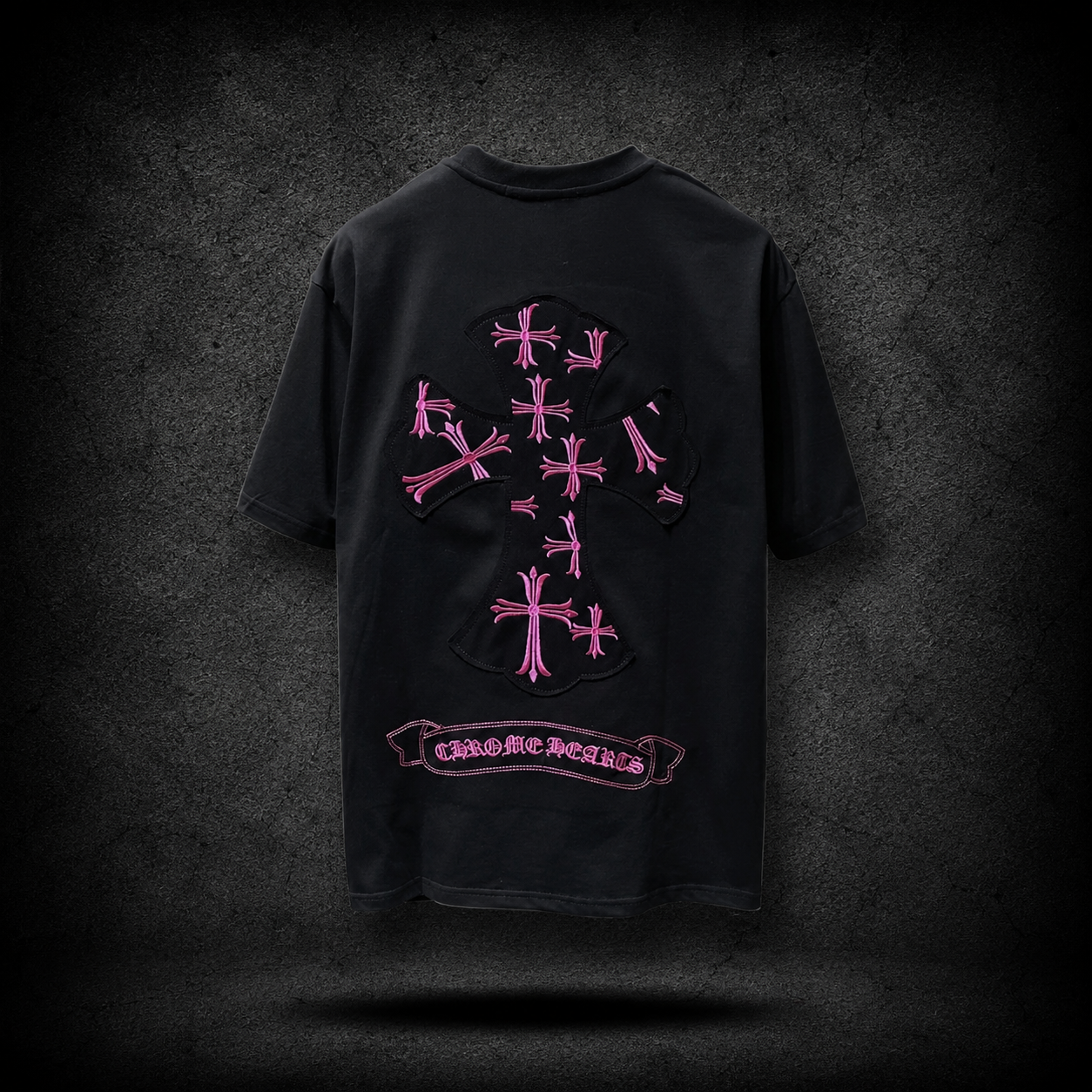 Playera Chrome Hearts Cross Pink Black Oversized