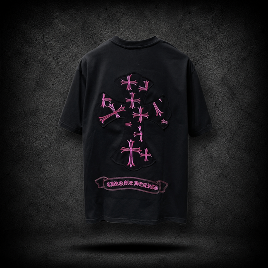 Playera Chrome Hearts Cross Pink Black Oversized