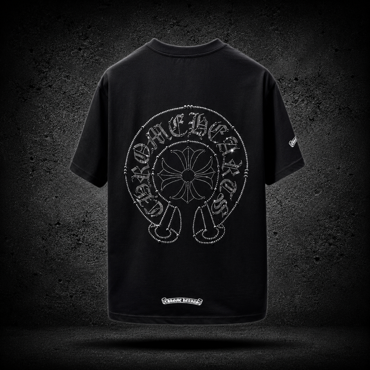 Chrome Hearts Rhinestone Horseshoe Black Tee