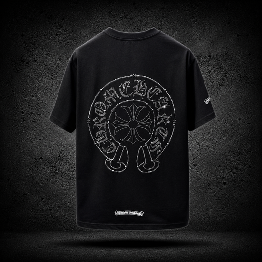 Chrome Hearts Rhinestone Horseshoe Black Tee