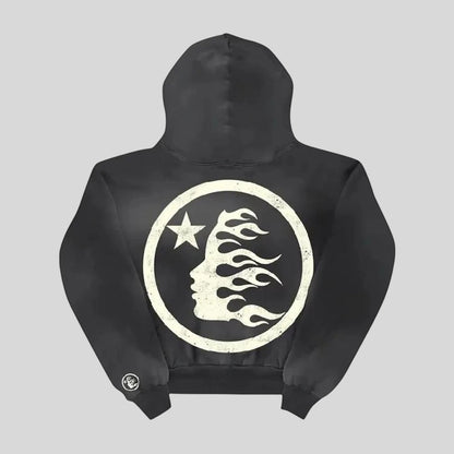 Hoodie Hellstar Flame Star – Black Washed