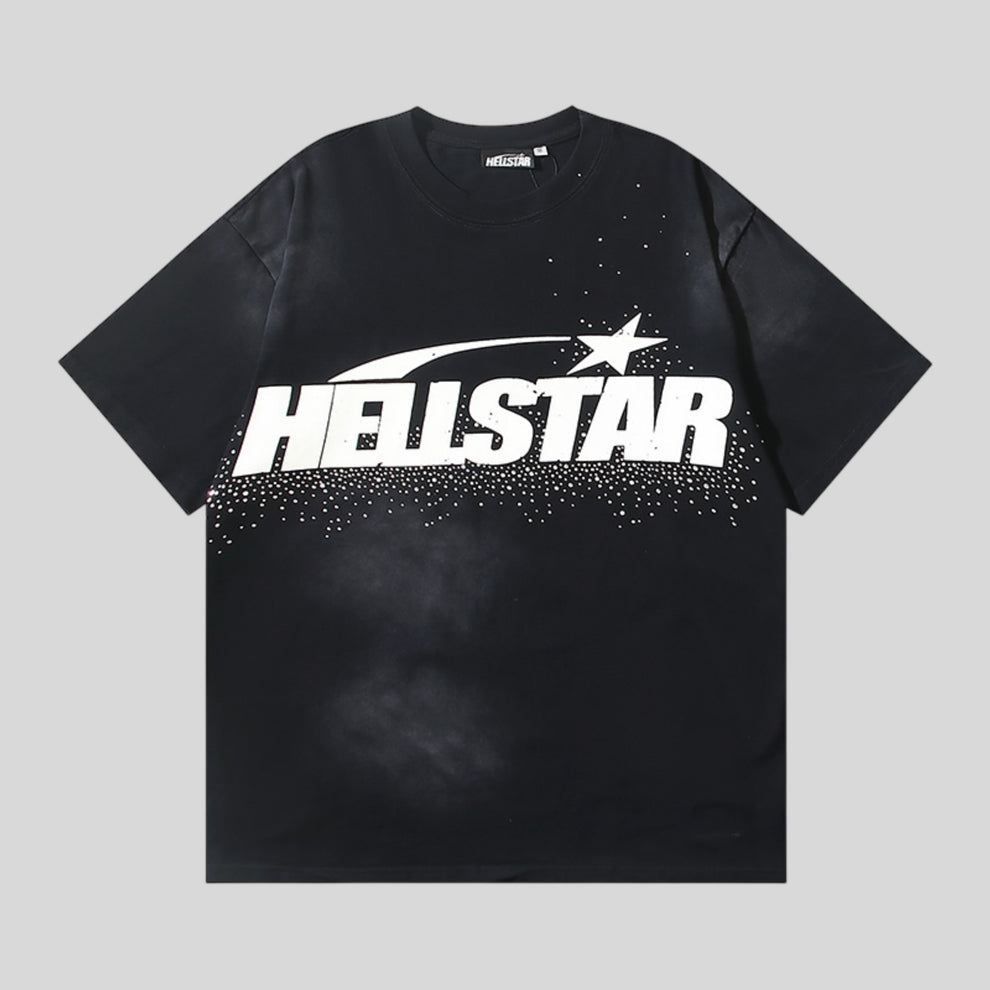 Playera Hellstar Negro Con Amarillo y brillos