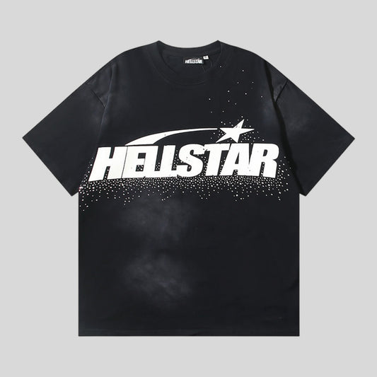 Playera Hellstar Negro Con Amarillo y brillos