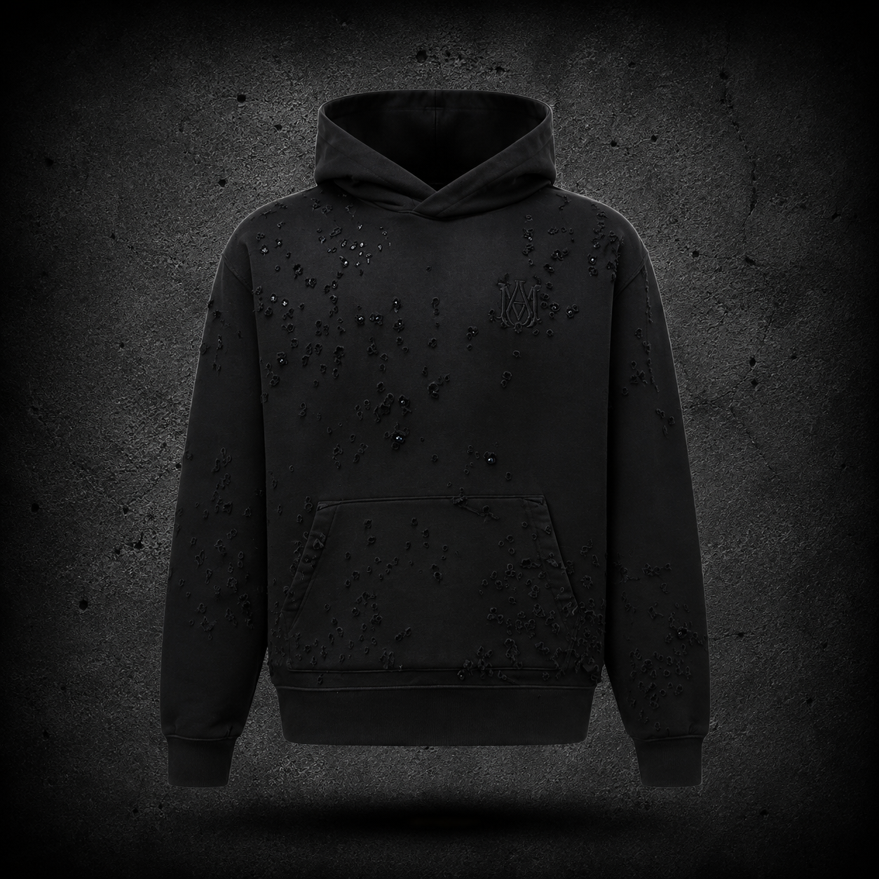 AMIRI Distressed Logo Hoodie – Black