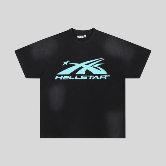 Playera Hellstar Negra Con Azul Menta