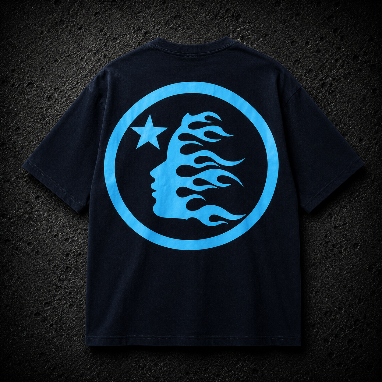 Playera Hellstar Logo Blue Negra