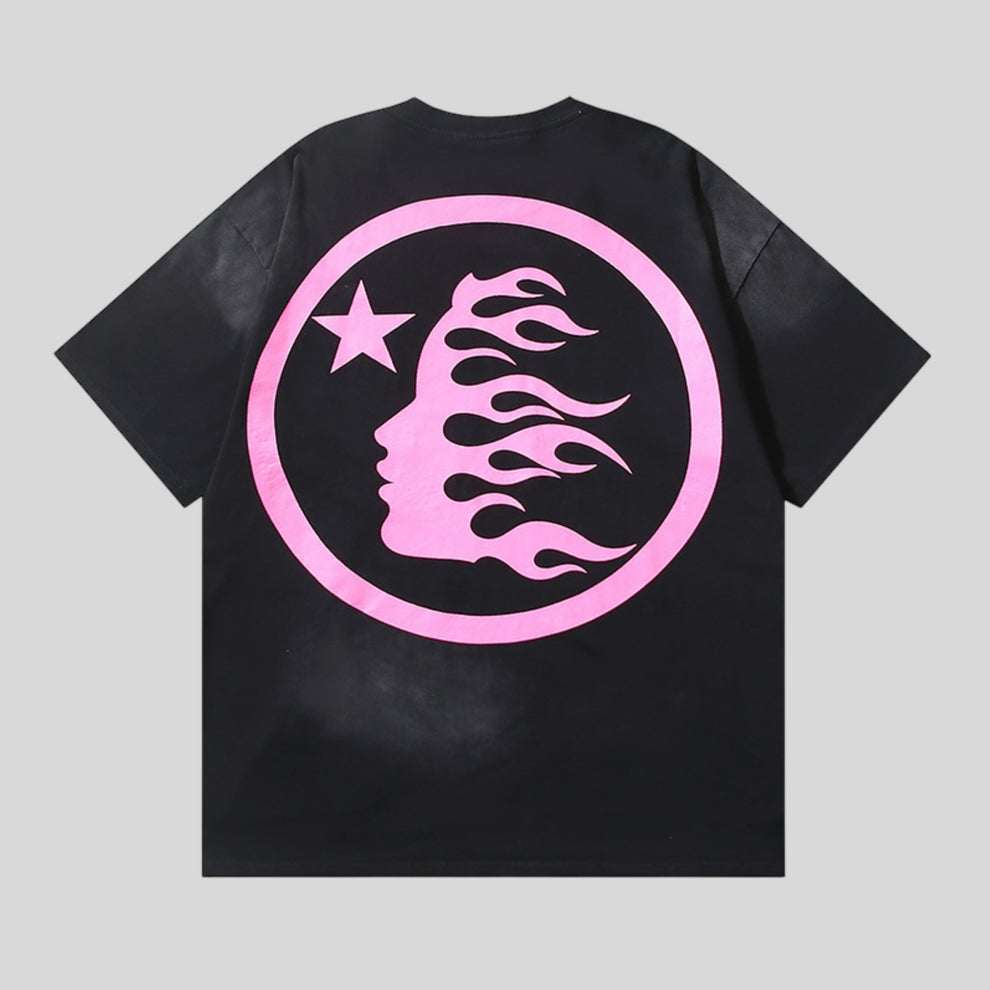 Playera Hellstar Negro Con Rosa y Brillos