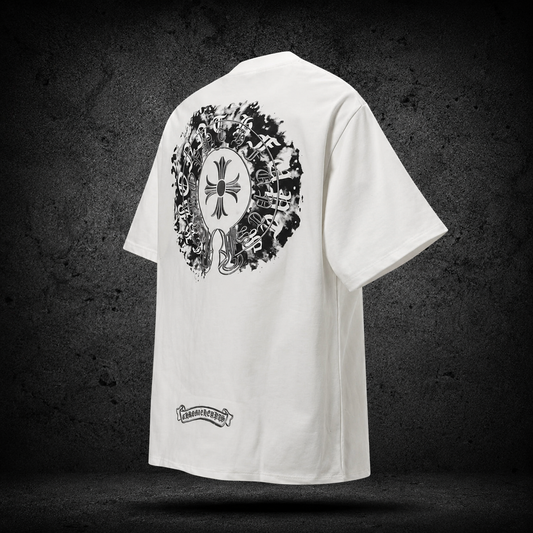 Chrome Hearts Black Emblem White Tee