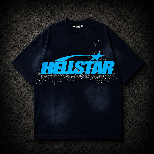 Playera Hellstar Logo Blue Negra