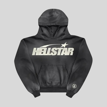 Hoodie Hellstar Flame Star – Black Washed