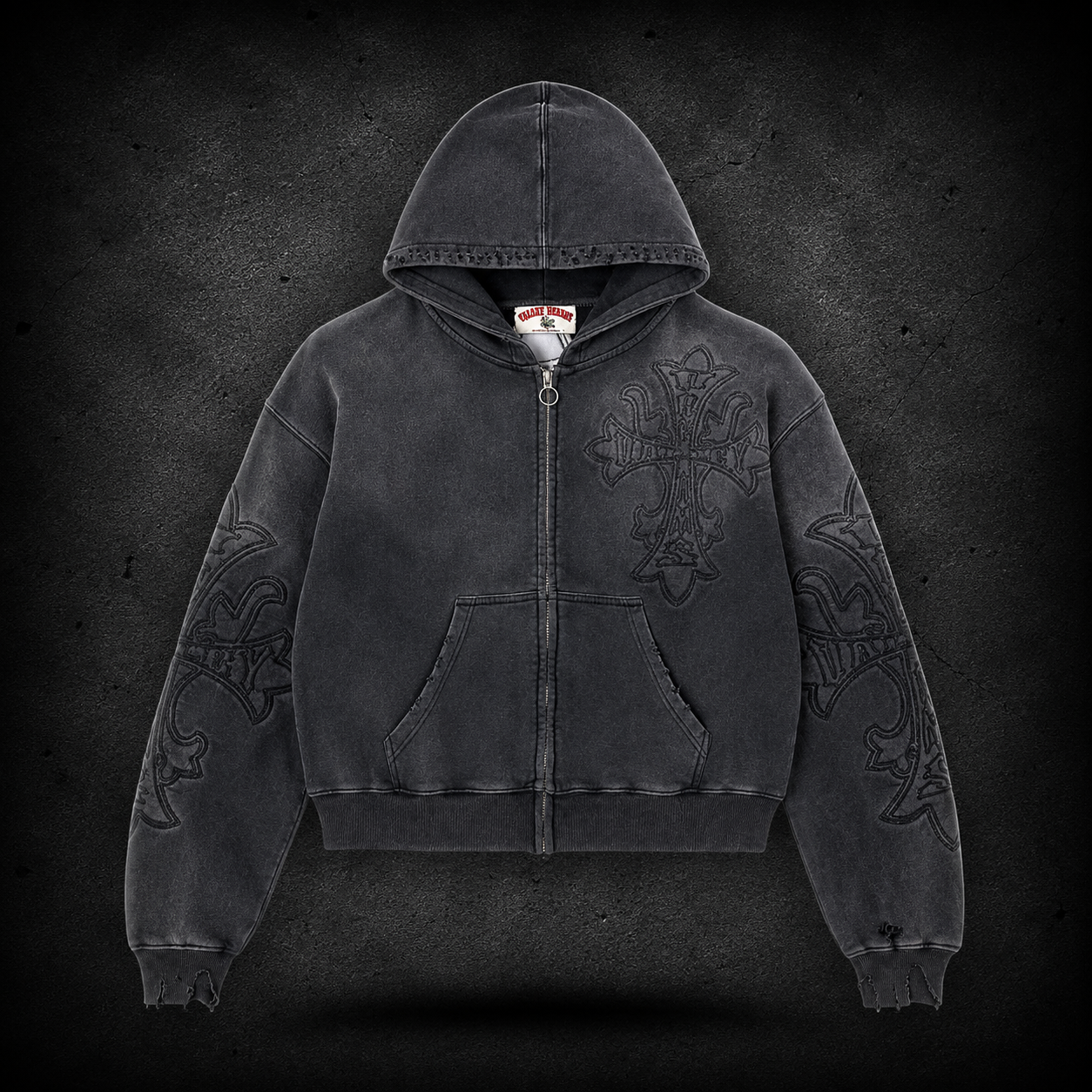 Valley Dreams Cross Zip Hoodie – Vintage Black