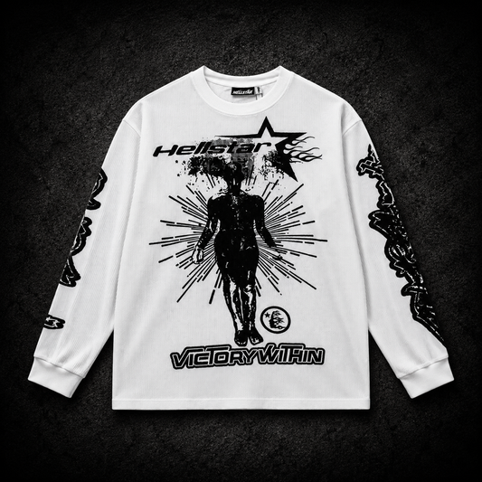 Playera Manga Larga Hellstar Victory Within Blanca