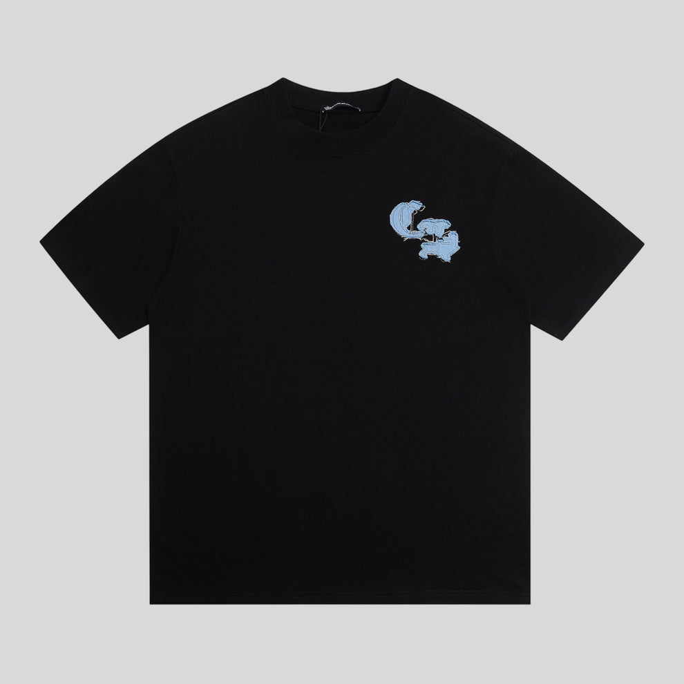 Playera chrome Hearts con logo de mezclilla azul