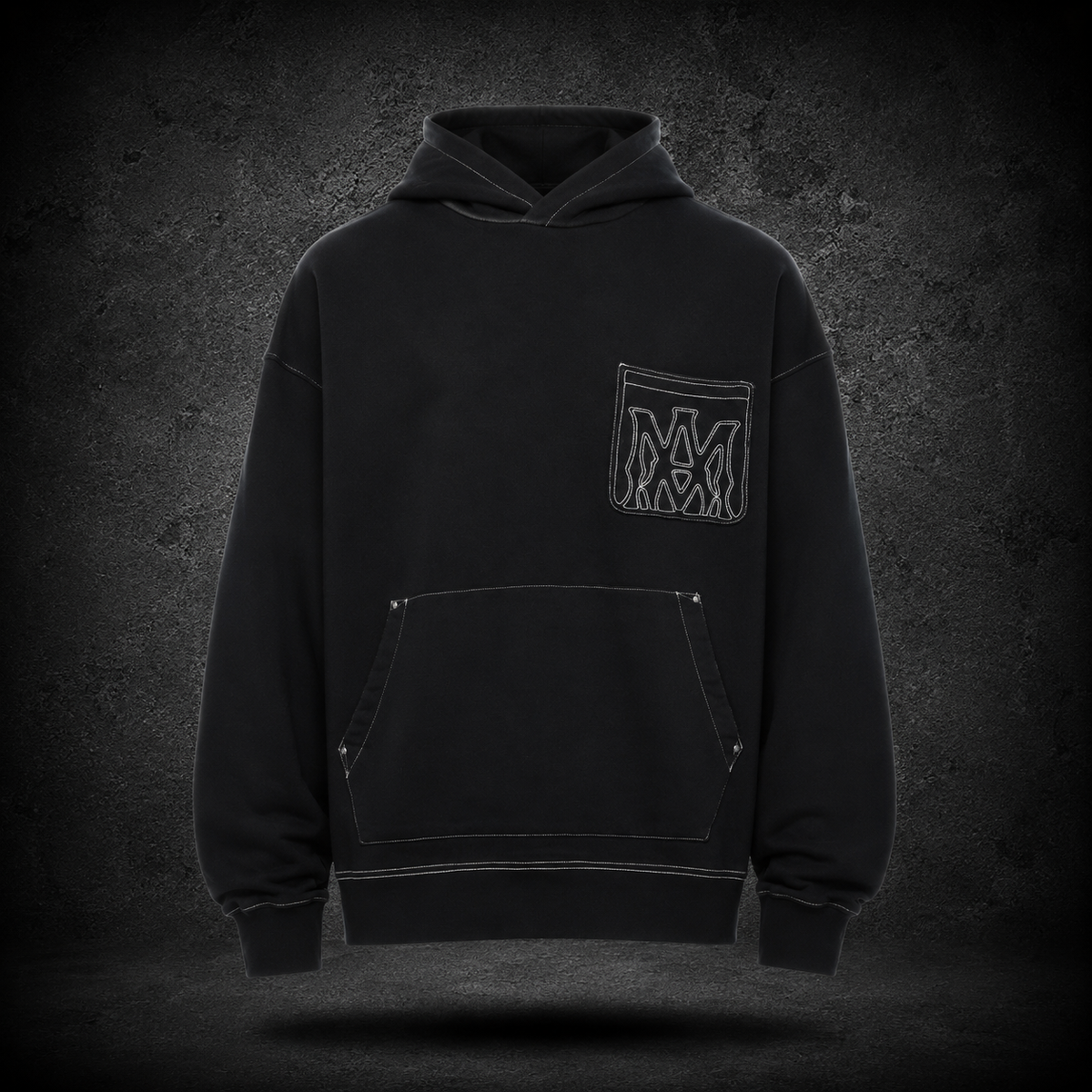 Hoodie AMIRI Black Stitch Oversized