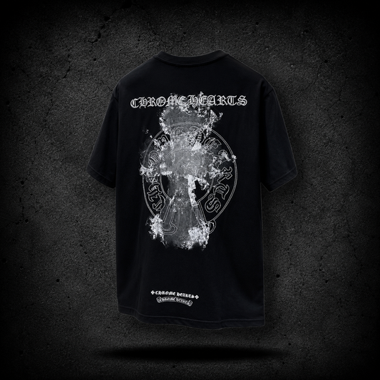 Playera Chrome Hearts Distressed Cross Negra
