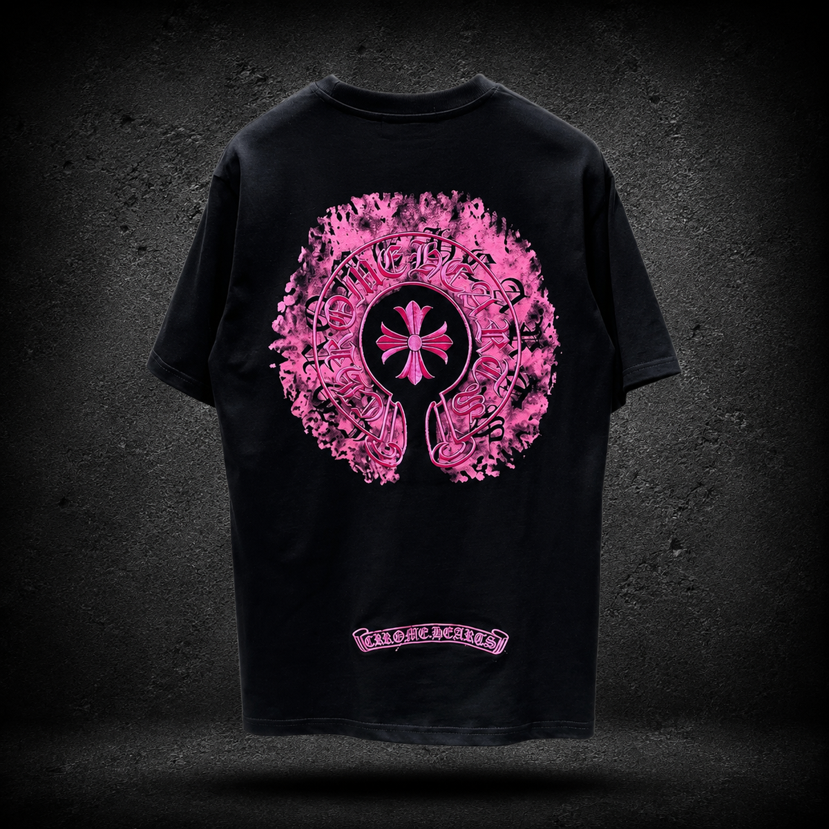 Chrome Hearts Pink Horseshoe Black Tee