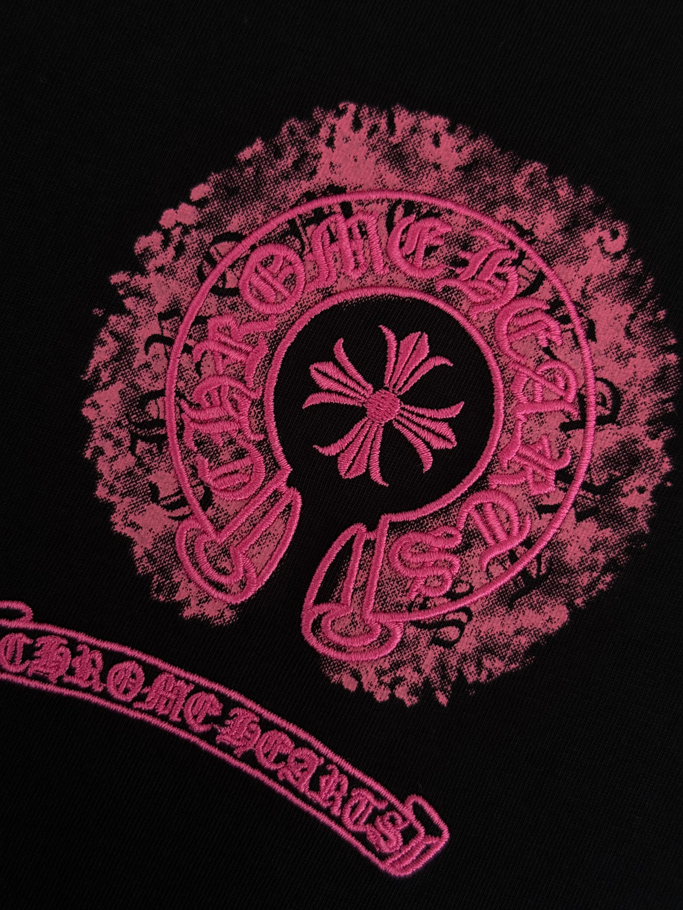 Chrome Hearts Pink Horseshoe Black Tee
