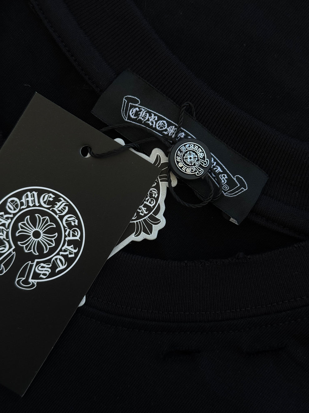 Playera chrome Hearts con logo de mezclilla azul