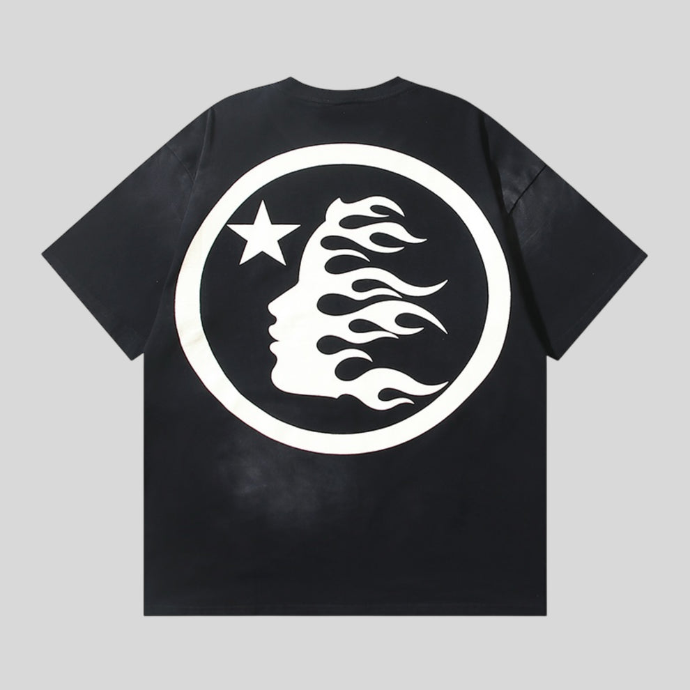 Playera Hellstar Negro Con Amarillo y brillos