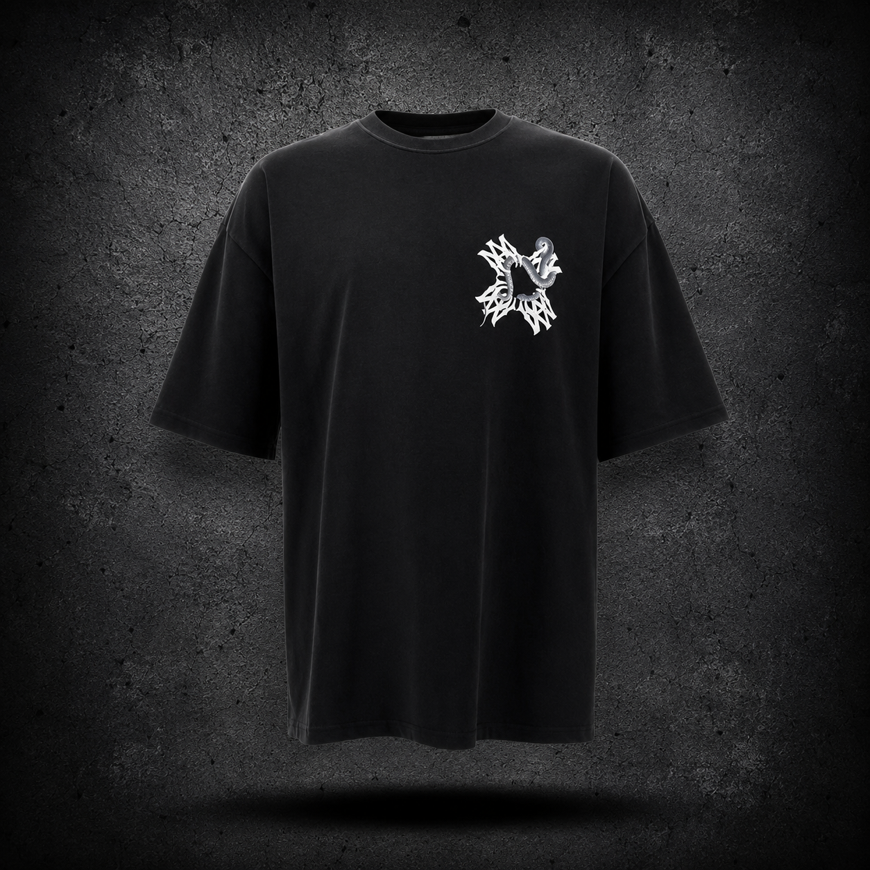 Playera Snake Cross Black Oversized