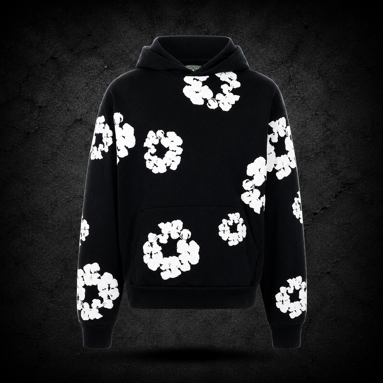 Hoodie Black Floral Rings