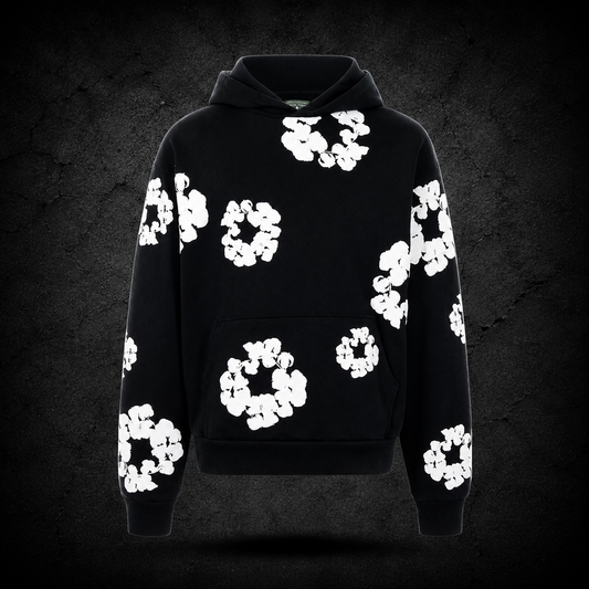 Hoodie Black Floral Rings